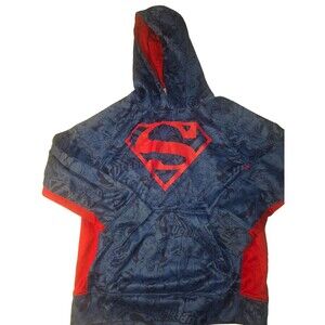 Superman Classic Logo Pullover Hoodie Sweatshirt Blue Boy’s Size L